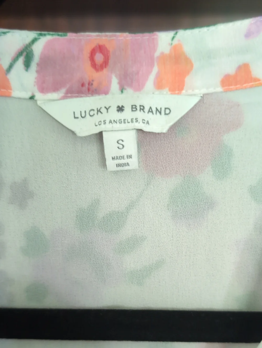 Lucky Brand Cream Floral Tie-Front Ruffle Sleeve Blouse